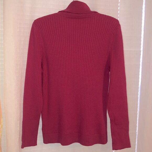 Talbots LP Ribbed Fuchsia Turtleneck Cotton Blend Knit Sweater - Picture 5 of 14